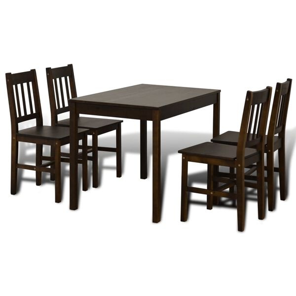 vidaXL Eethoek (Tafel + 4 Stoelen) Bruin - 40% Korting!