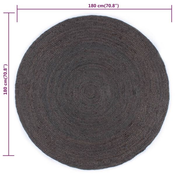 Handgemaakt Jute Vloerkleed Ø180cm Donkergrijs -40%
