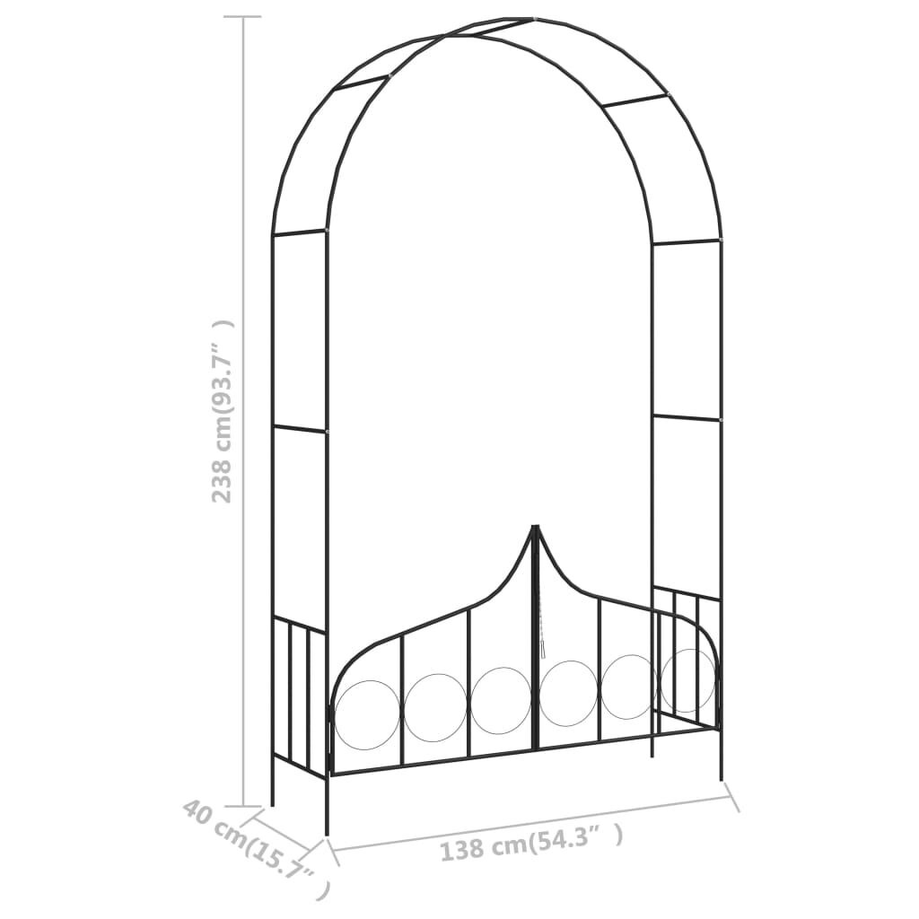 vidaXL Tuinboog met hek 138x40x238 cm ijzer zwart