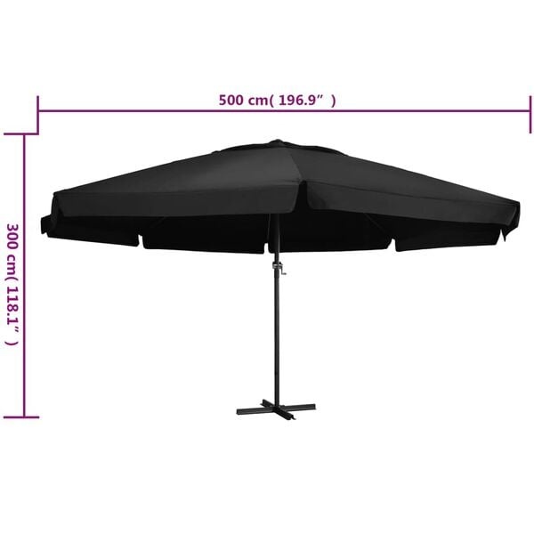 vidaXL Parasol 500cm Zwart - 40% Korting! (Open Verpakking)