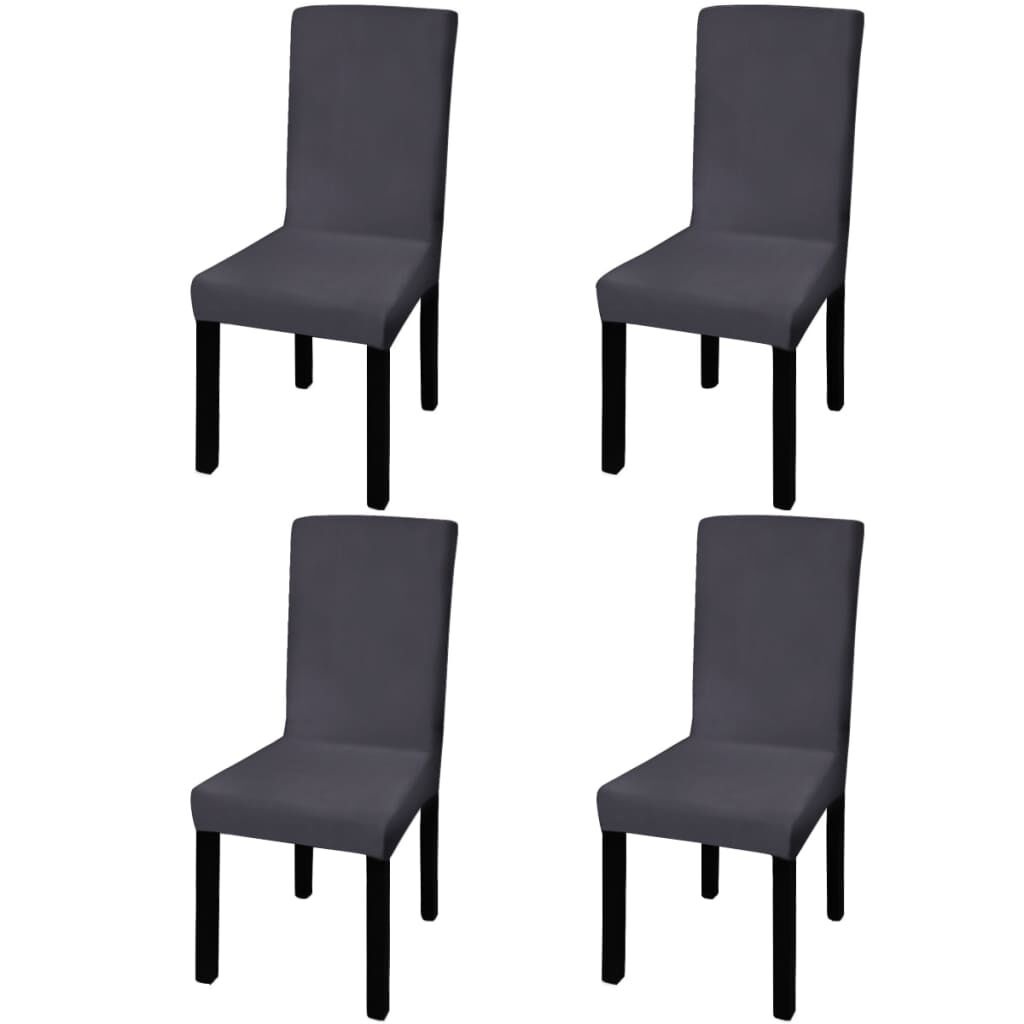 Stoelhoezen Set (4) Antraciet - Rechte Rug - 35% Korting!