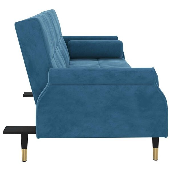 vidaXL Blauwe Fluwelen Slaapbank met Kussens - 35% Korting!