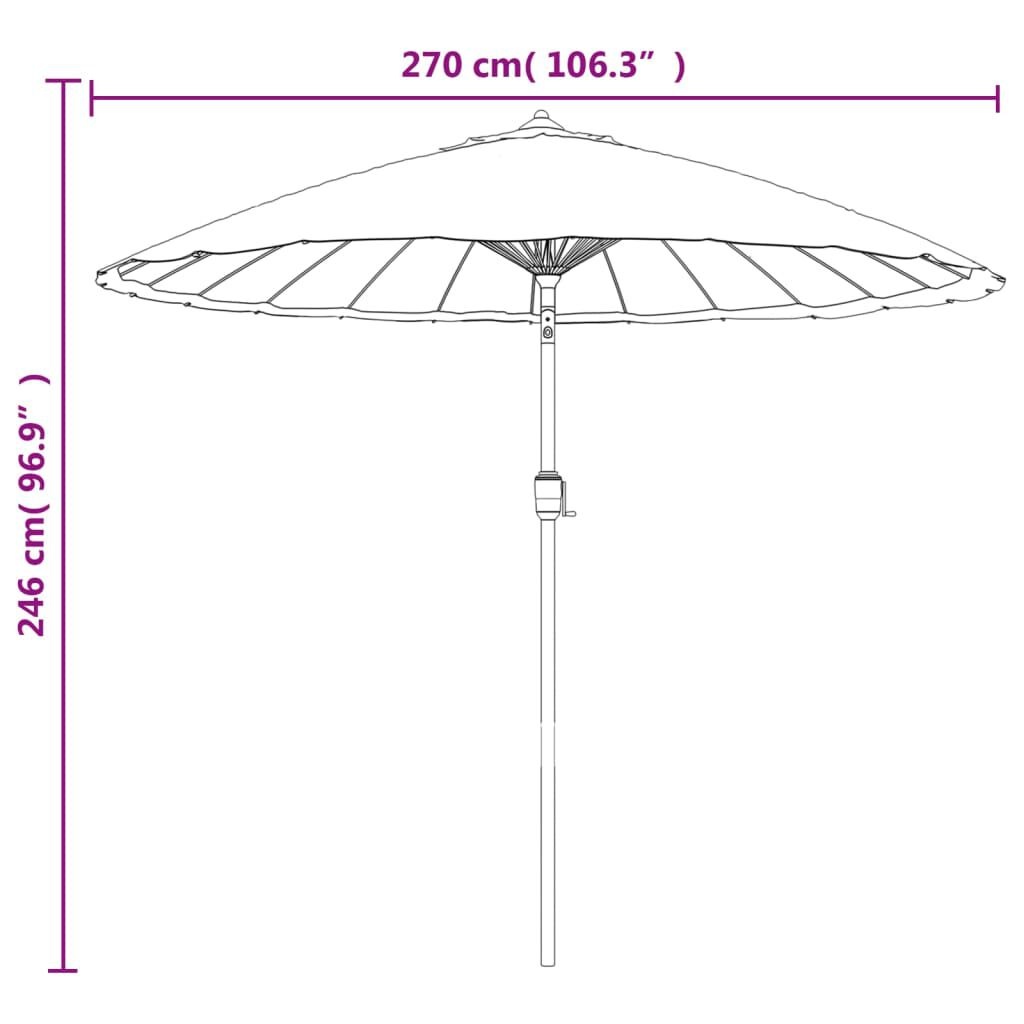 Parasol 270cm Zwart - 40% Korting! (Zo Goed Als Nieuw)