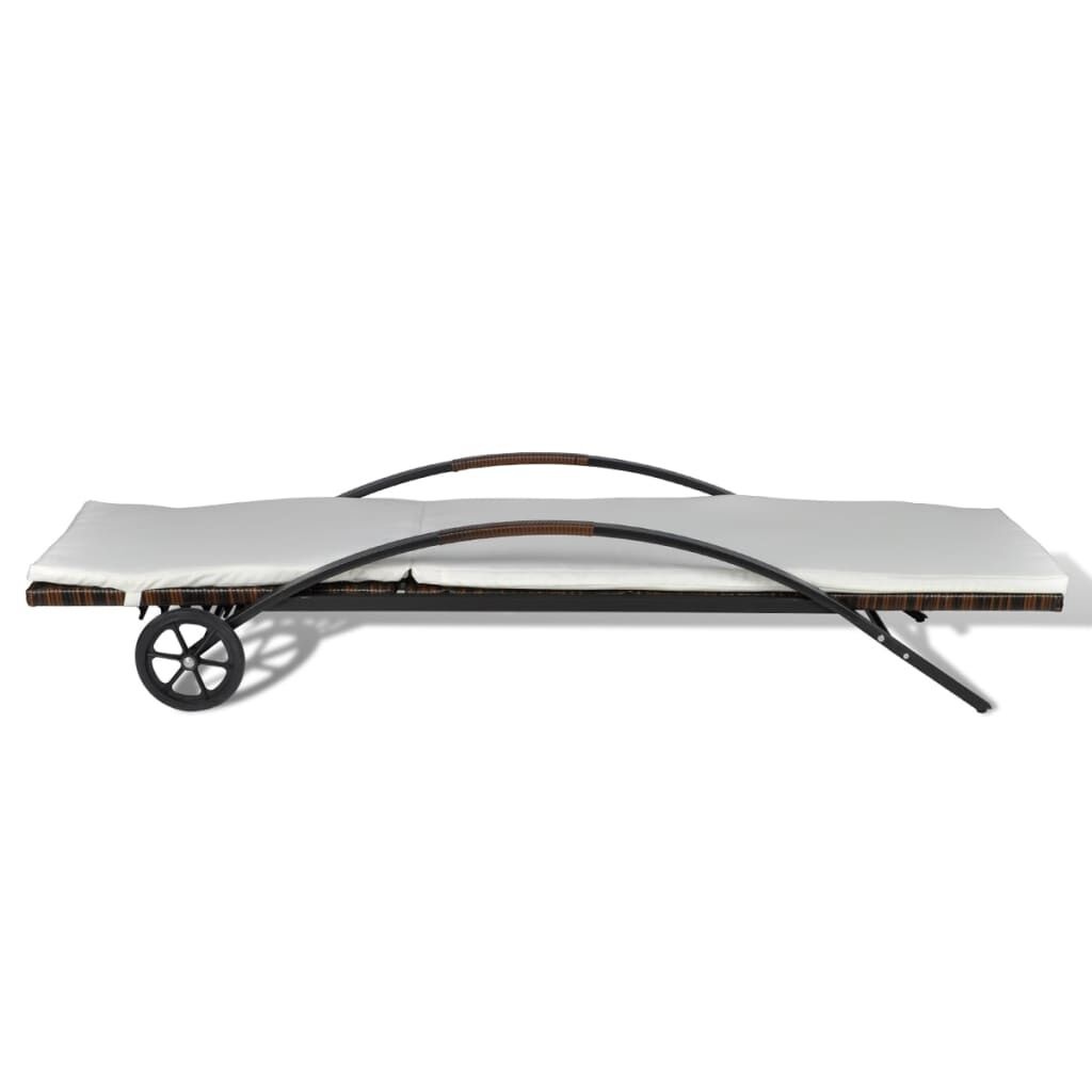VidaXL Ligbed Bruin Rattan met Kussen & Wielen - 40% Korting!