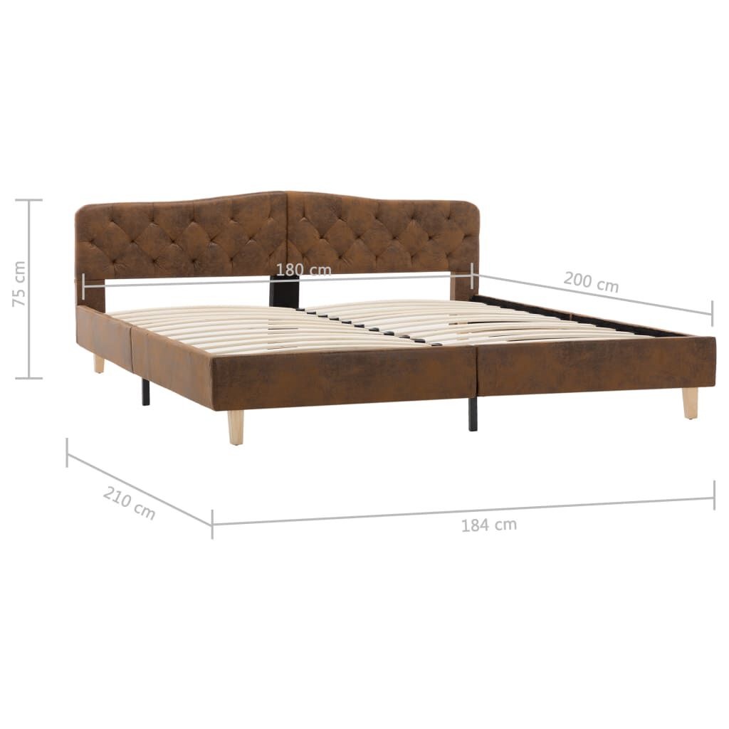 VidaXL Bedframe Kunstsuède Bruin 180x200cm - 55% Korting!
