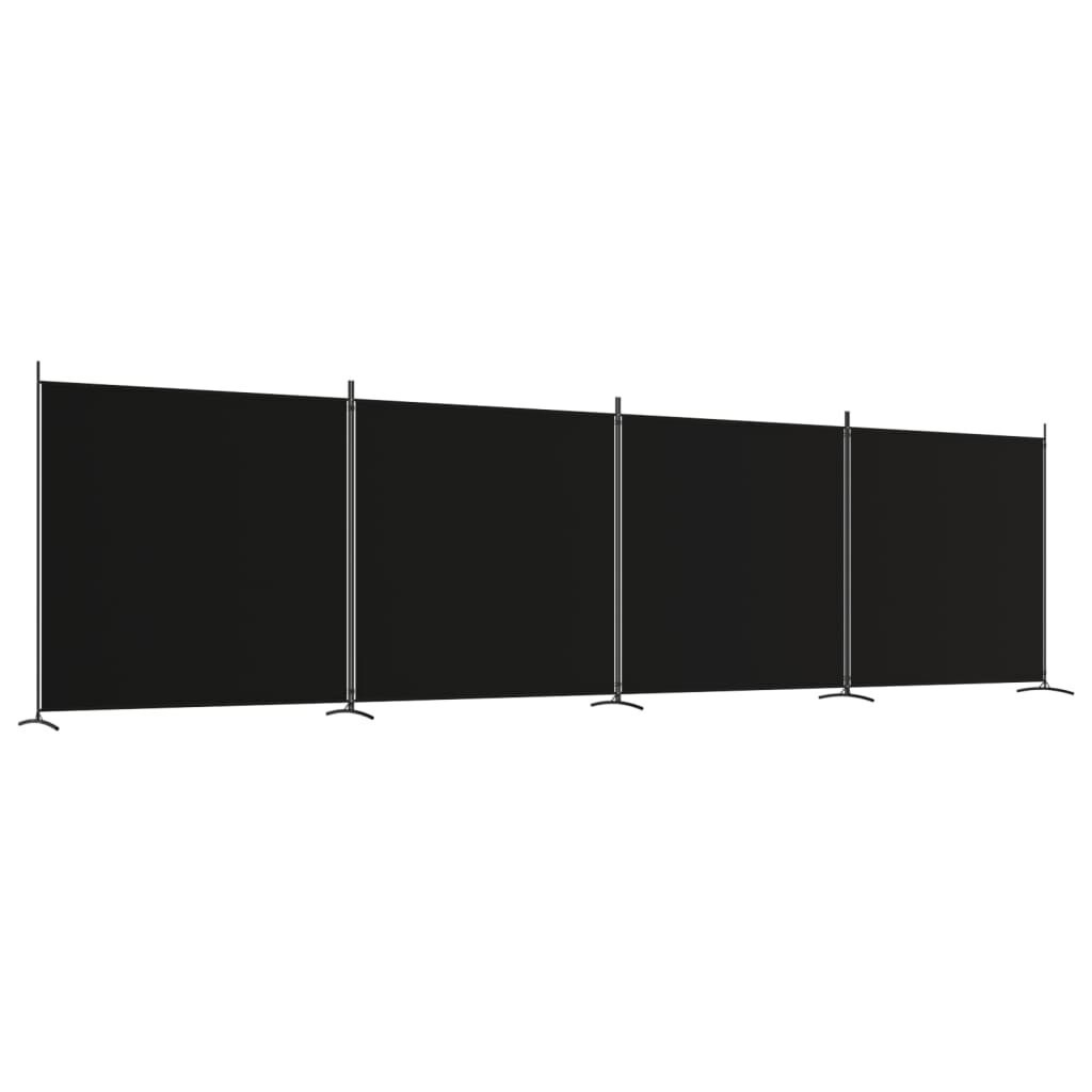 Kamerscherm 4 Panelen Zwart 698x180cm - 60% Korting!