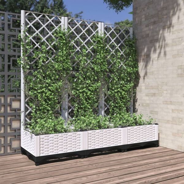 vidaXL Plantenbak met Latwerk Wit -50%!