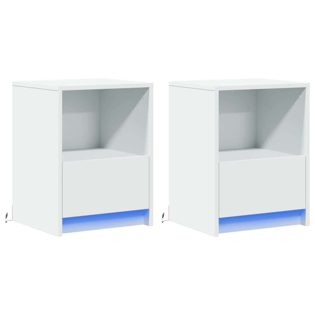 vidaXL Nachtkastjes LED Wit - Set van 2 - 60% Korting!