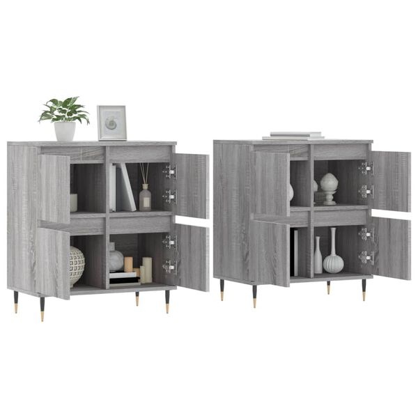 vidaXL Dressoirs (2x) Grijs/Eiken - B-keus, 40% Korting!