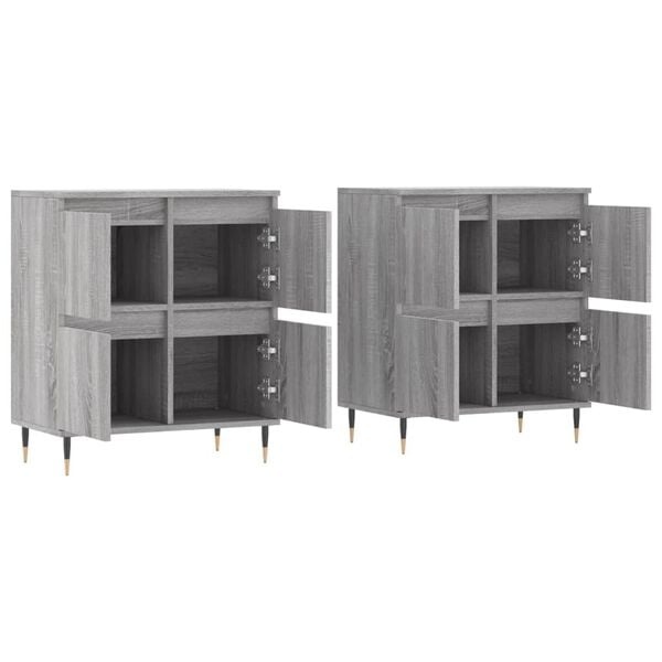 vidaXL Dressoirs (2x) Grijs/Eiken - B-keus, 40% Korting!