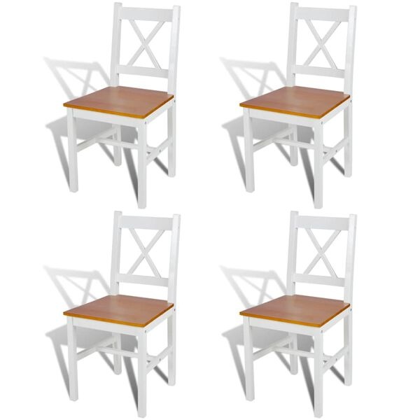 vidaXL Eetkamerstoelen Grenen Wit (4 st.) - 40% Korting!