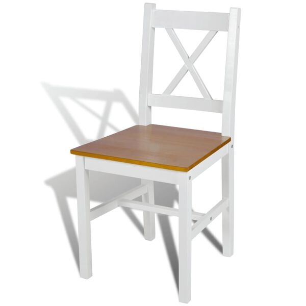 vidaXL Eetkamerstoelen Grenen Wit (4 st.) - 40% Korting!