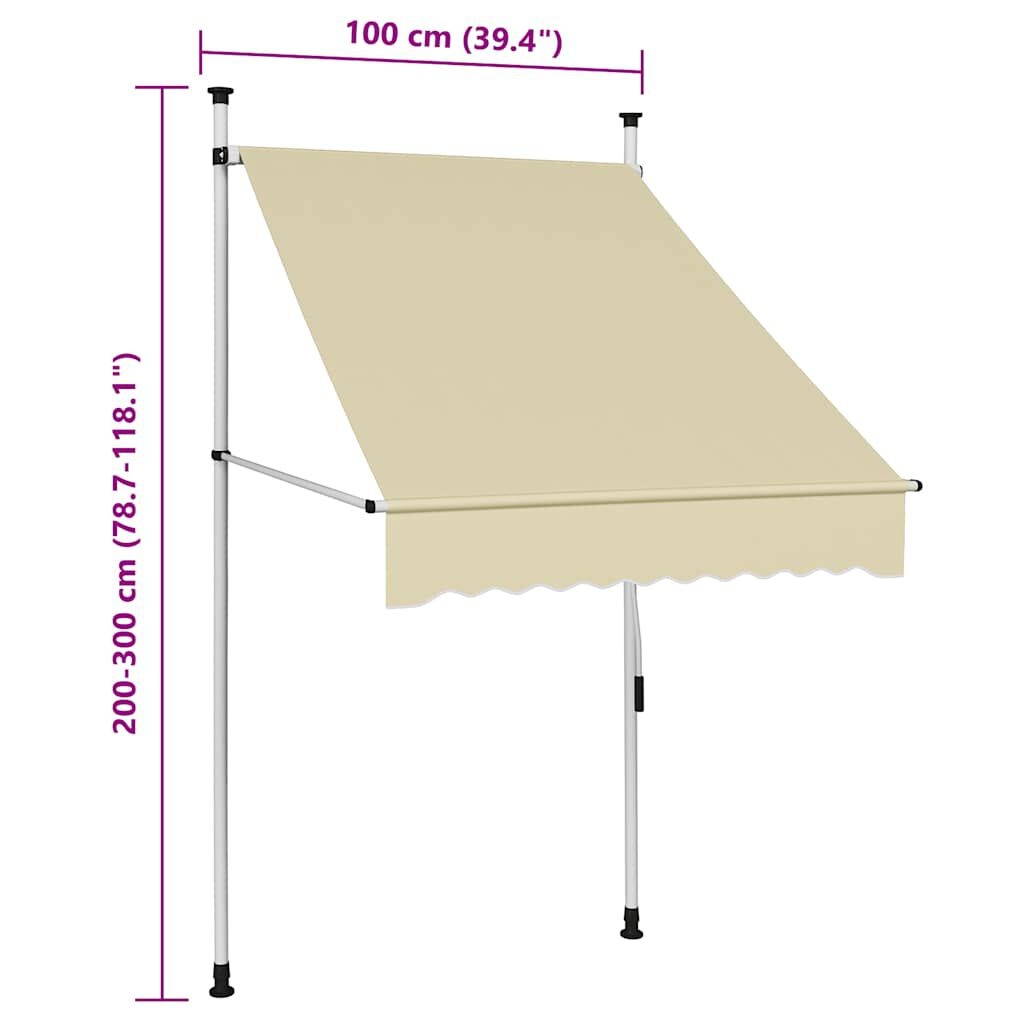 vidaXL Luifel Crème 100cm - Handmatig - 40% Korting!