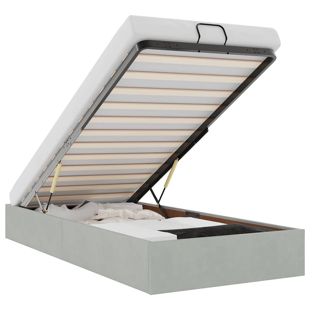 Lichtgrijs Fluweel Bedframe 100x200 cm - 40% Korting!