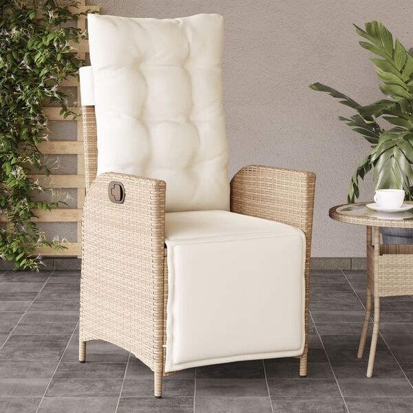 vidaXL Tuinstoel Beige - Verstelbaar, Rattan - 40% Korting!