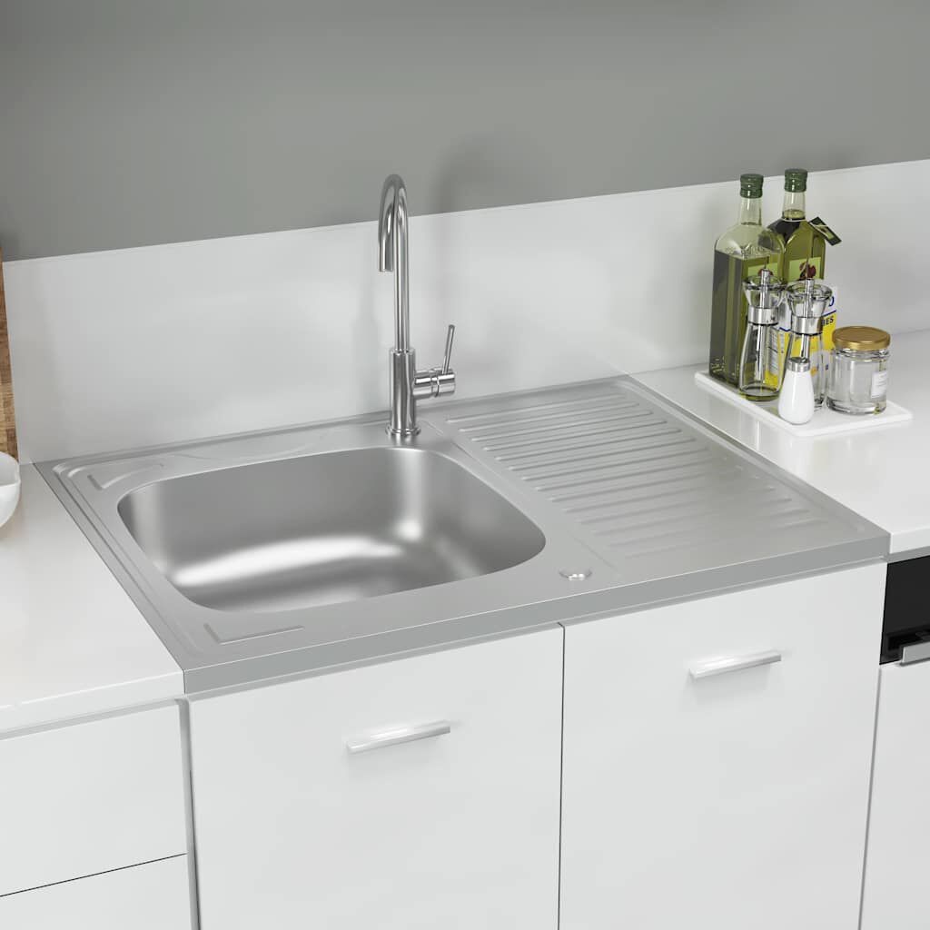 RVS Gootsteen 80x60 - 40% Korting! (Zonder Montagekit)