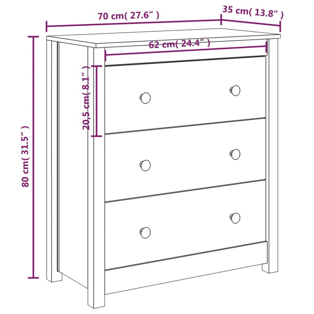 VidaXL Dressoir Grenenhout 70cm - 40% Korting! (Beschadigde Verpakking)