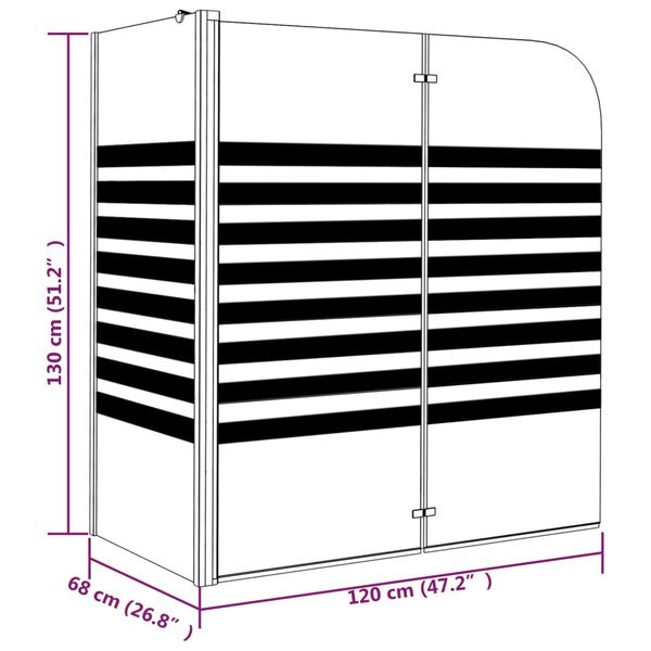 vidaXL Badwand Gestreept 120x68x130cm - 40% Korting!