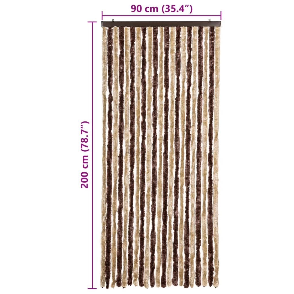 Vliegengordijn Chenille Beige/Lichtbruin 90x200cm - 40% Korting!