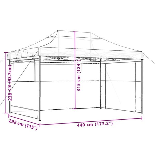 Partytent Inklapbaar Oranje met Zijwanden - 40% Korting!