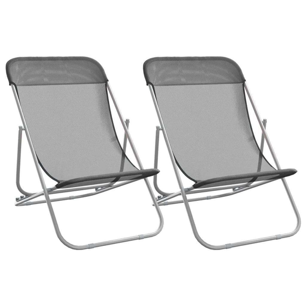 Strandstoelen (2 st.) - Grijs - 35% Korting!
