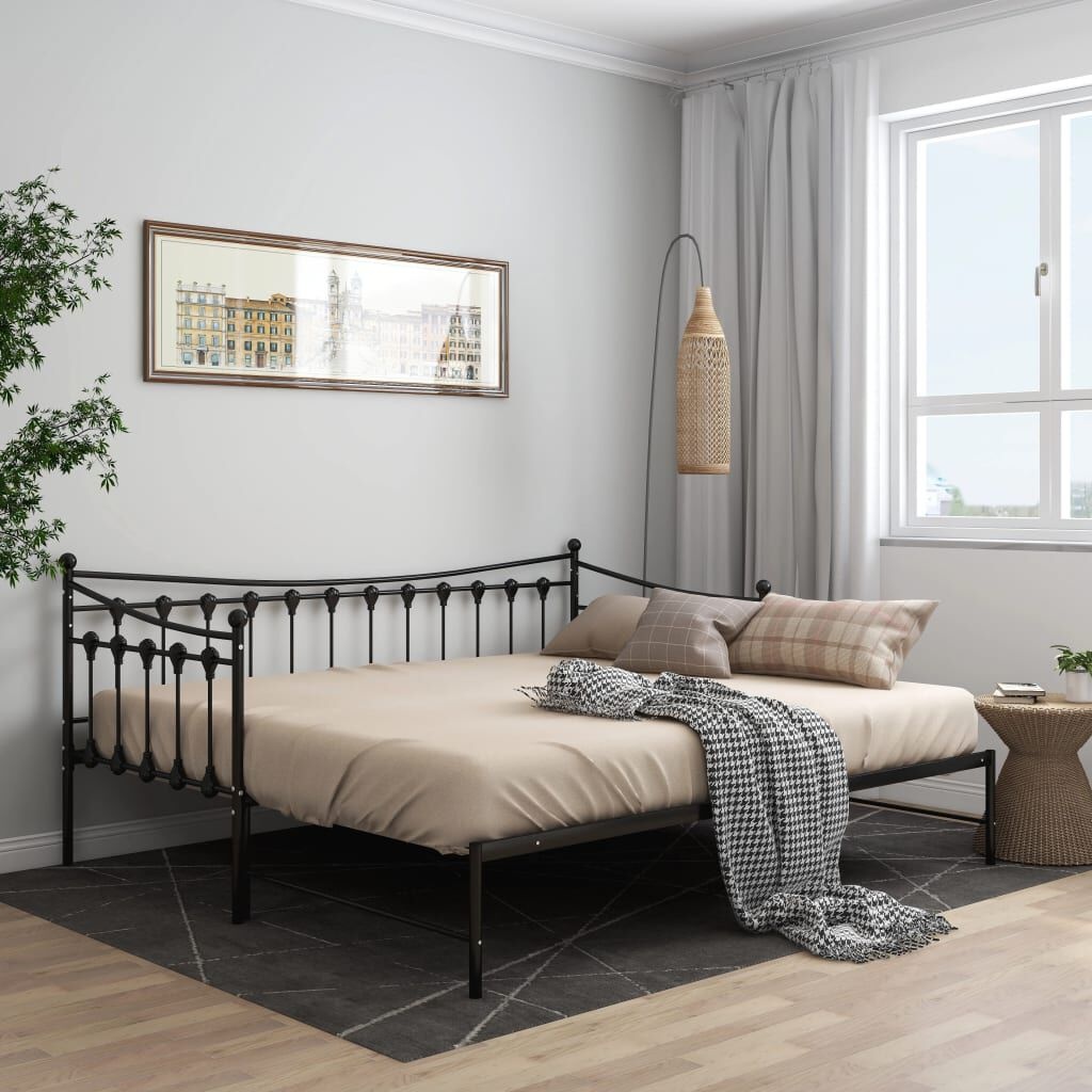 VidaXL Uittrekbare Slaapbank 90x200 - Zwart - 40% Korting!