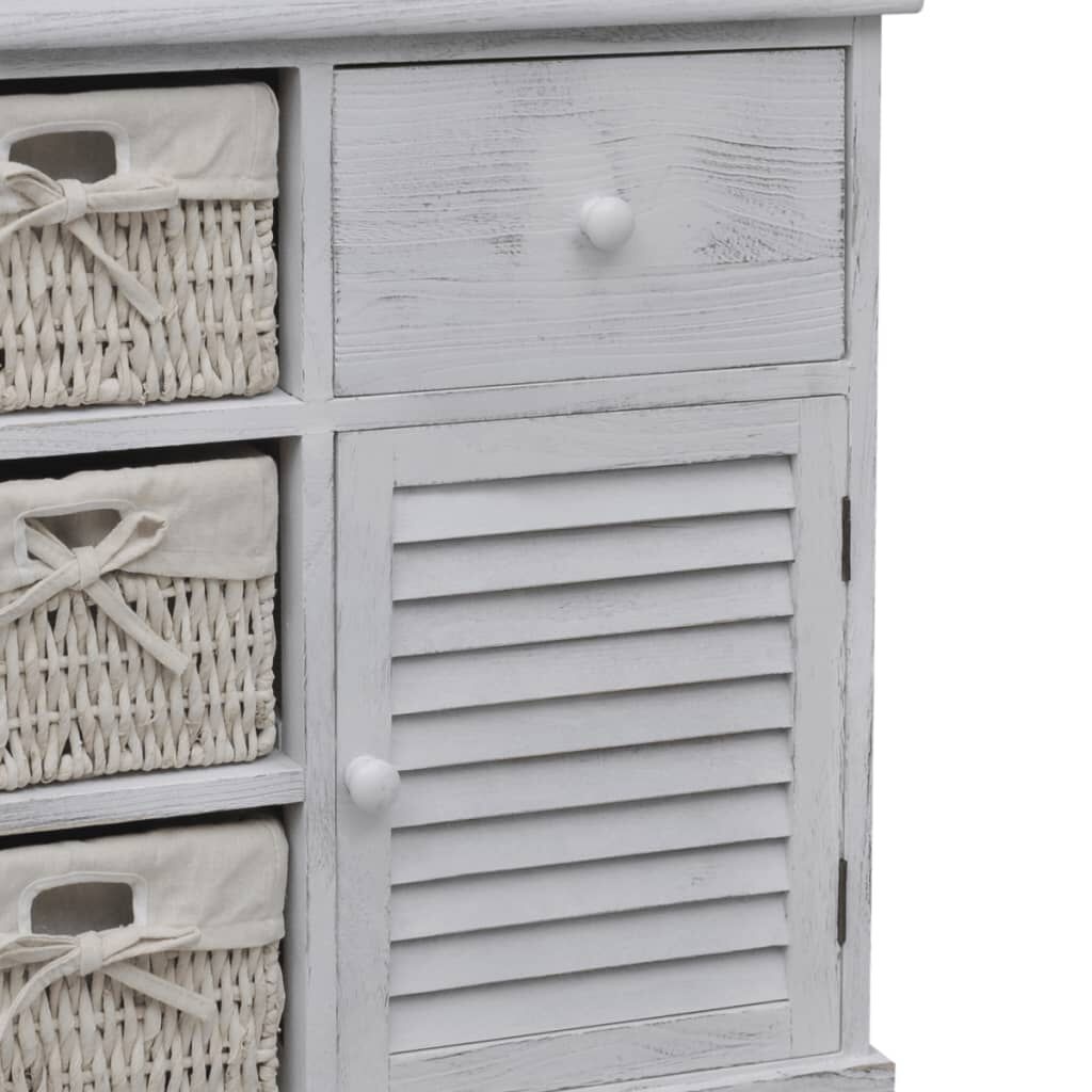 vidaXL Kast met 3 Manden Wit Hout - 40% Korting!