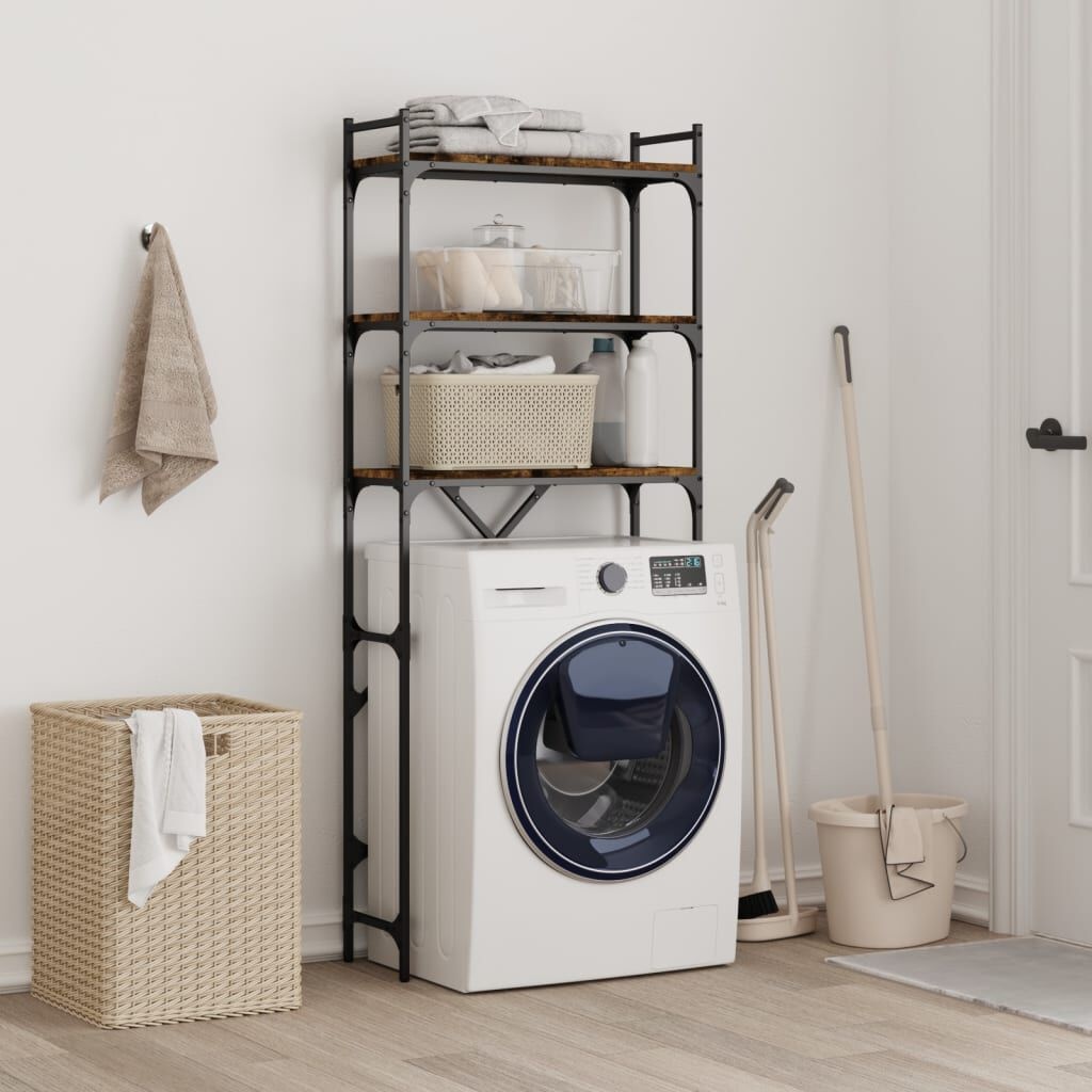 vidaXL Wasmachine Rek Gerookt Eiken - 67cm - 40% Korting!