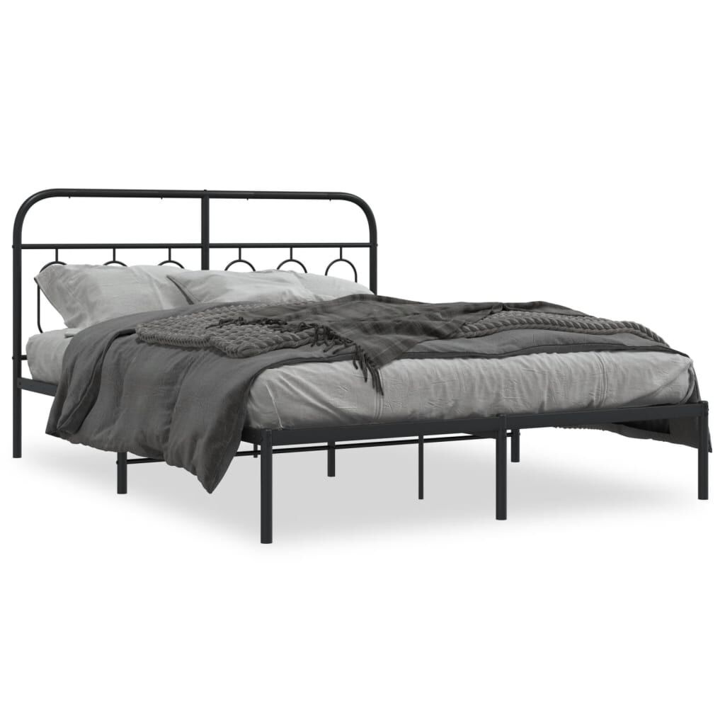 VidaXL Bedframe 150x200 Zwart - Montage Sporen -40% Korting!