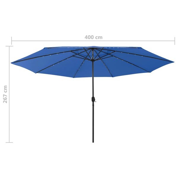 vidaXL Parasol LED 400cm Azuurblauw - 35% Korting!