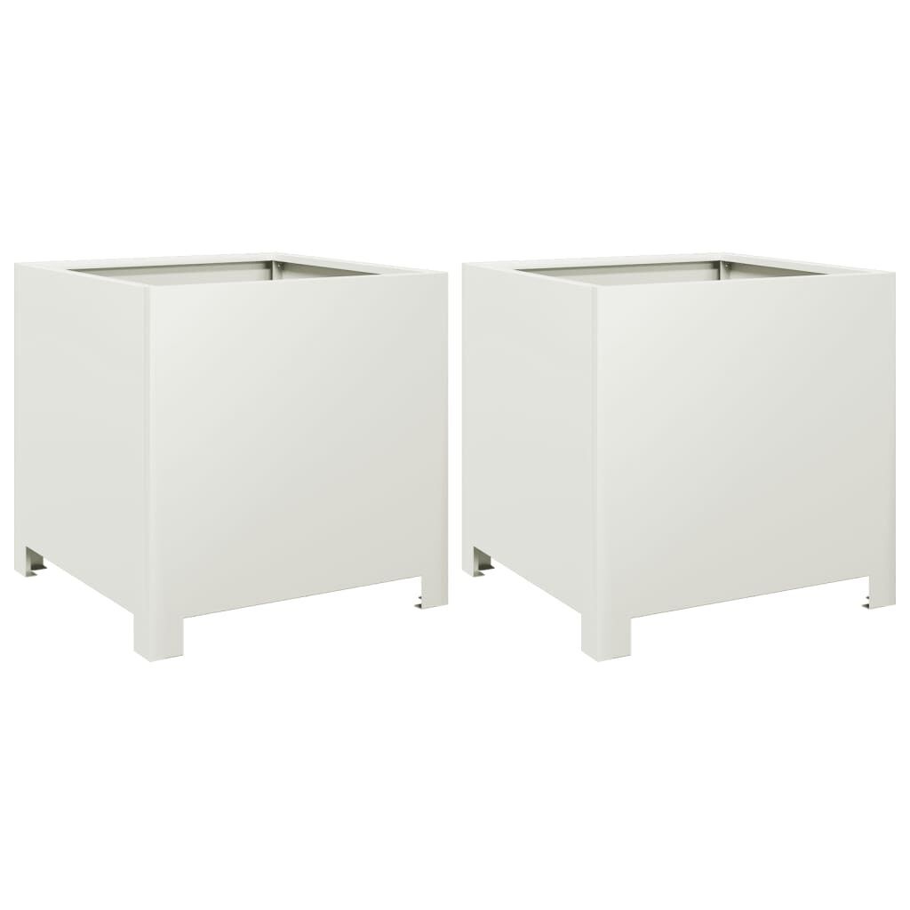VidaXL Plantenbakken 2x 40x40cm Staal Wit -40% Korting!