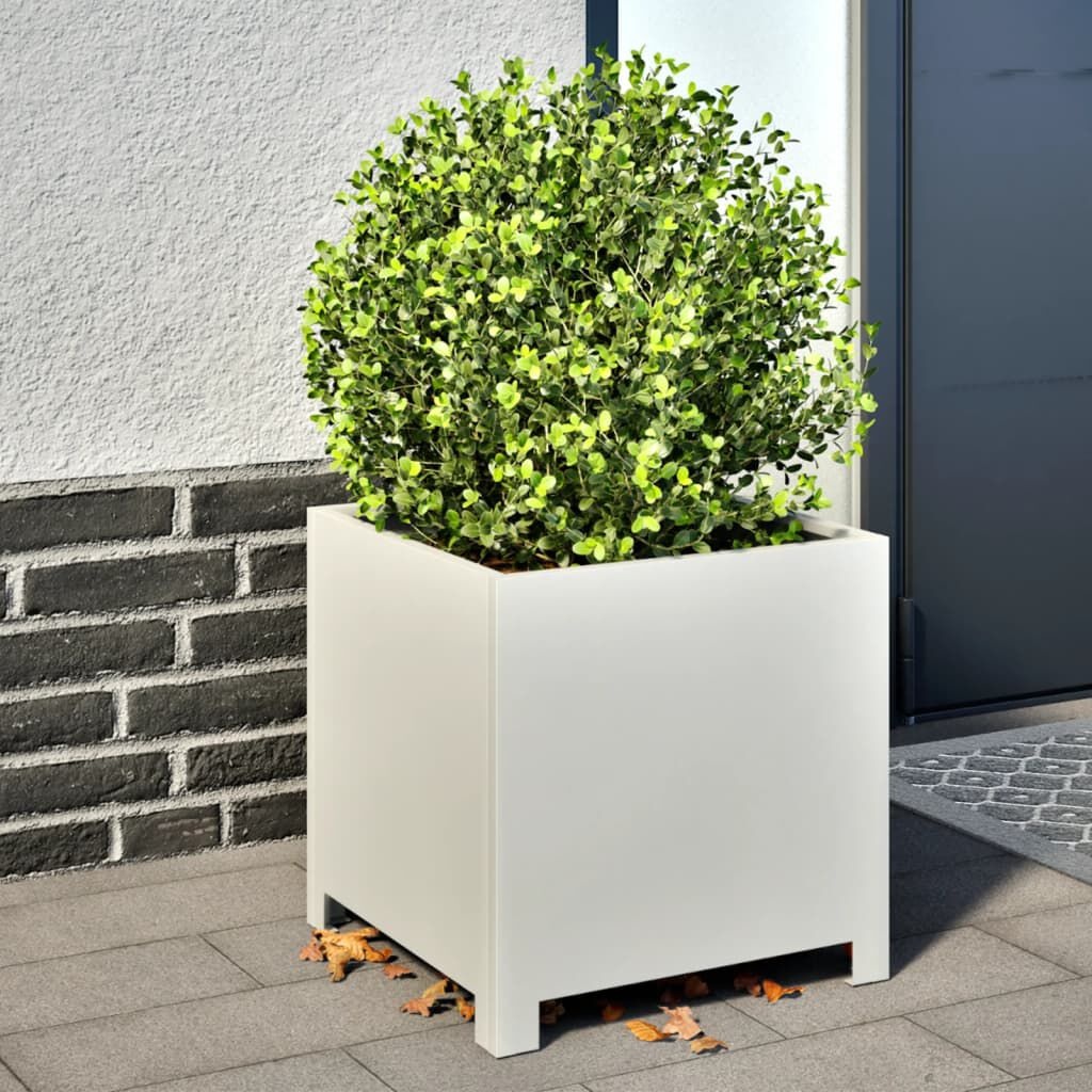 VidaXL Plantenbakken 2x 40x40cm Staal Wit -40% Korting!