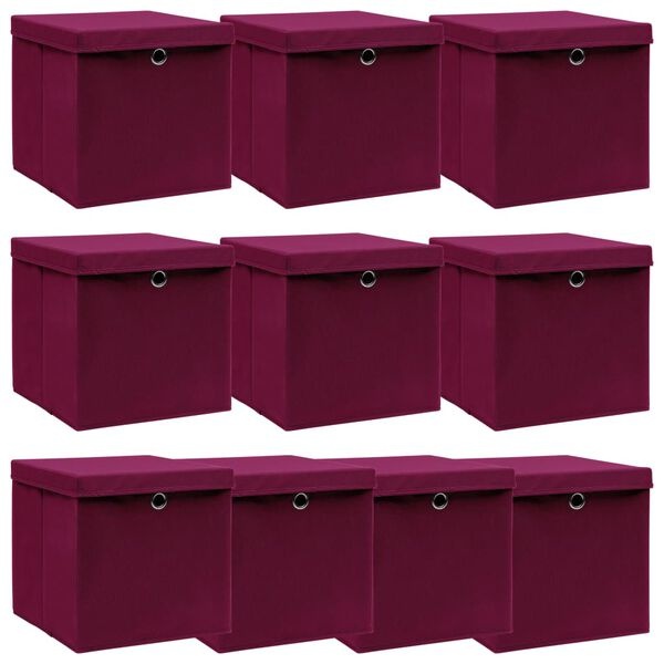 vidaXL Opbergboxen (10 st) Donkerrood - 40% Korting!