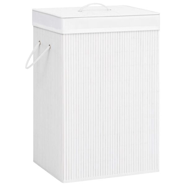VidaXL Wasmand Bamboe Wit 72L - 40% Korting!