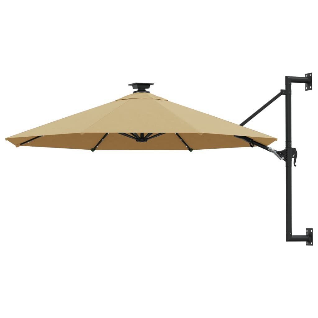 Wandparasol met LED - 300cm Taupe - 40% Korting!