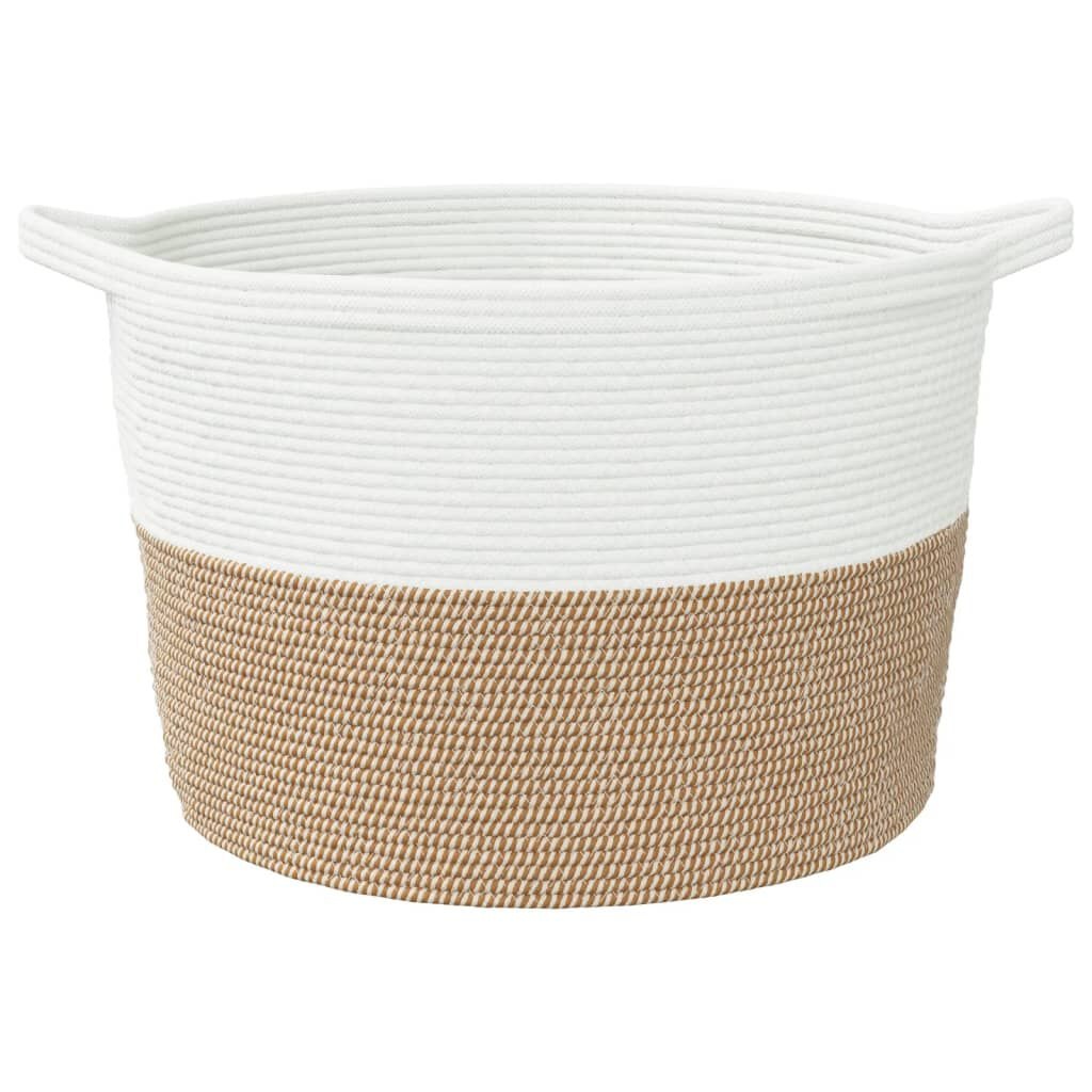 Wasmand Bruin/Wit Katoen Ø60cm - 40% Korting! (Retour)