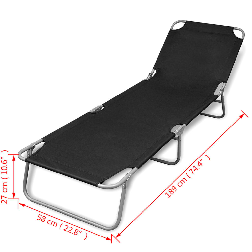 Ligbed Inklapbaar Zwart - vidaXL - 55% Korting!