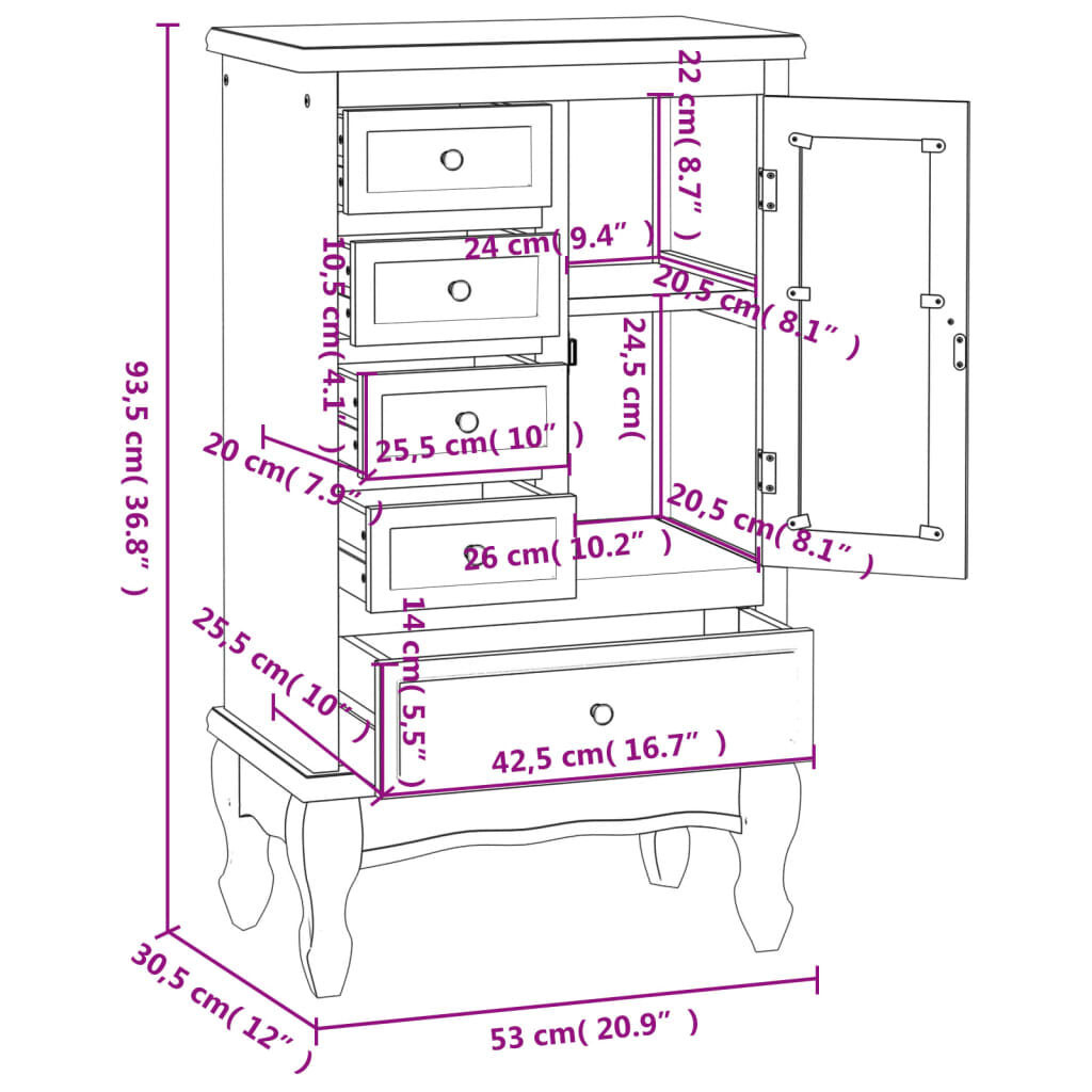 vidaXL Kast Wit met 5 Lades & 2 Planken - 40% Korting!