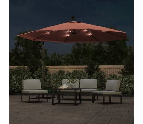 vidaXL Zweefparasol LED Terracotta 350cm -40% Korting!