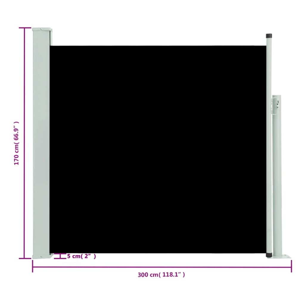 vidaXL Uittrekbaar Tuinscherm 170x300 Zwart - 40% Korting!