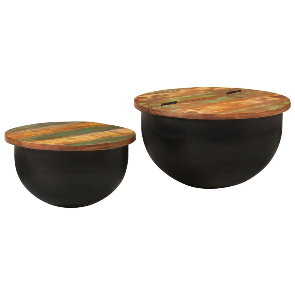 Salontafelset 2-delig gerecycled hout zwart -35%