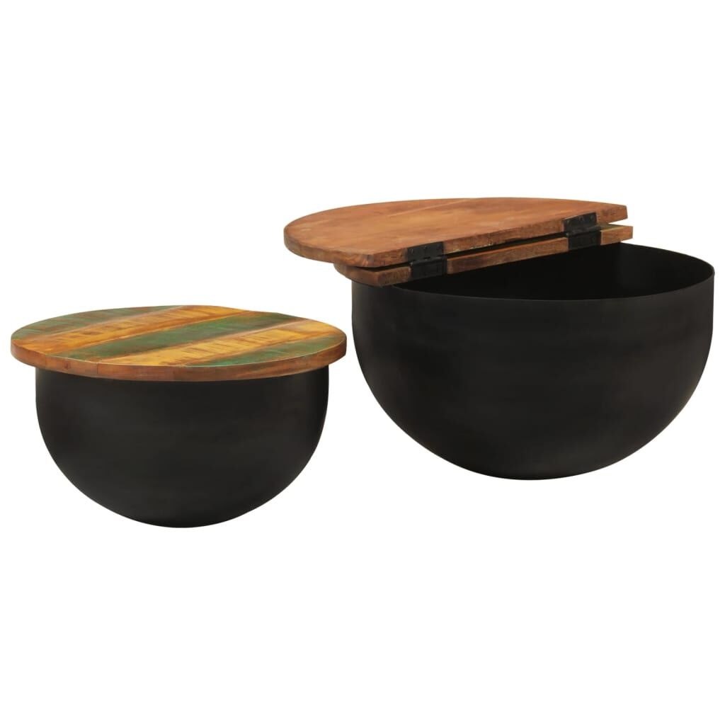 Salontafelset 2-delig gerecycled hout zwart -35%