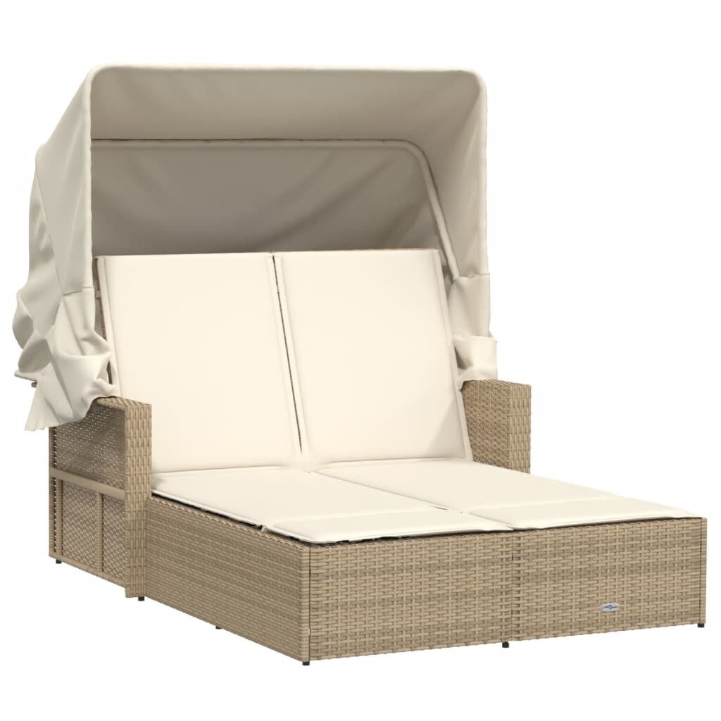 VidaXL Ligbed 2-persoons Beige + Luifel & Kussens - 40% Korting!