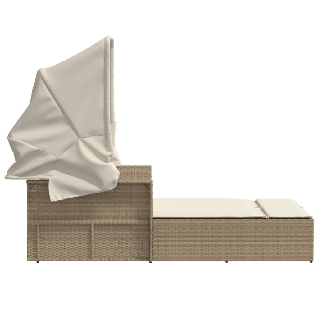 VidaXL Ligbed 2-persoons Beige + Luifel & Kussens - 40% Korting!