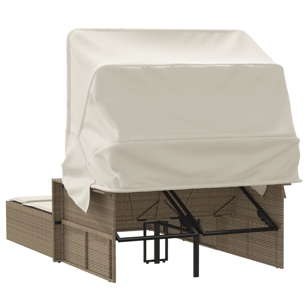 VidaXL Ligbed 2-persoons Beige + Luifel & Kussens - 40% Korting!