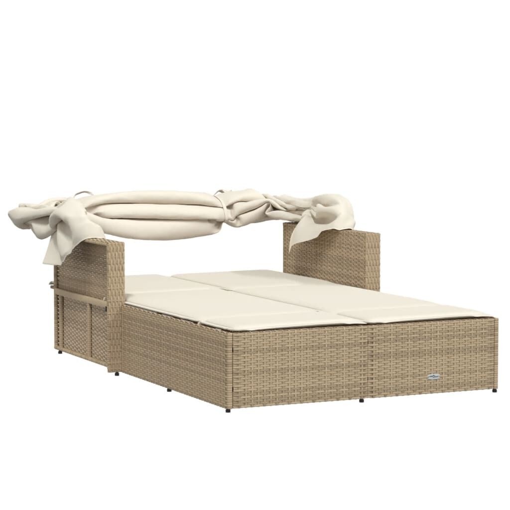 VidaXL Ligbed 2-persoons Beige + Luifel & Kussens - 40% Korting!
