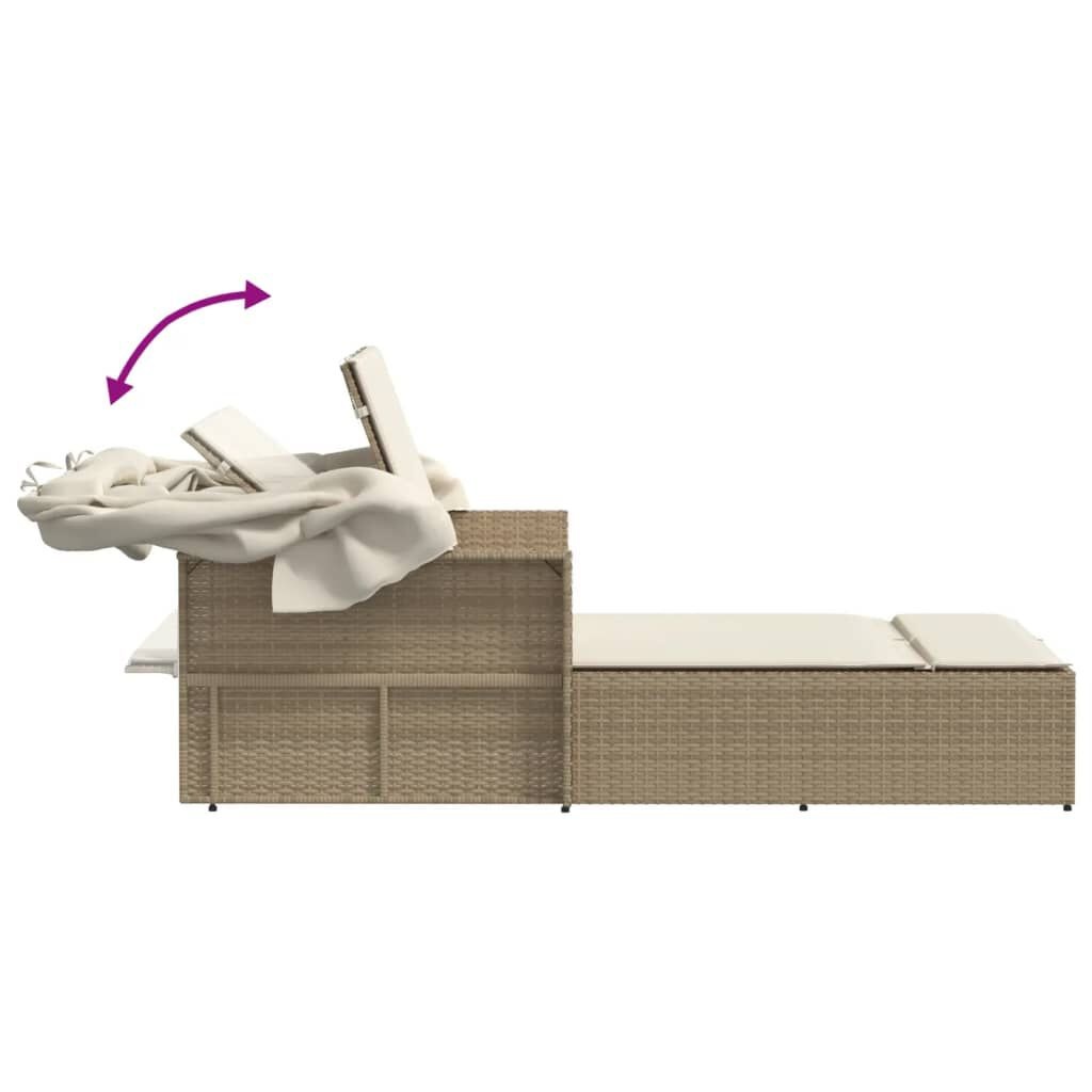 VidaXL Ligbed 2-persoons Beige + Luifel & Kussens - 40% Korting!