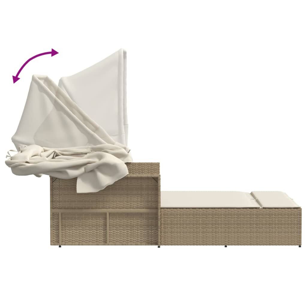 VidaXL Ligbed 2-persoons Beige + Luifel & Kussens - 40% Korting!