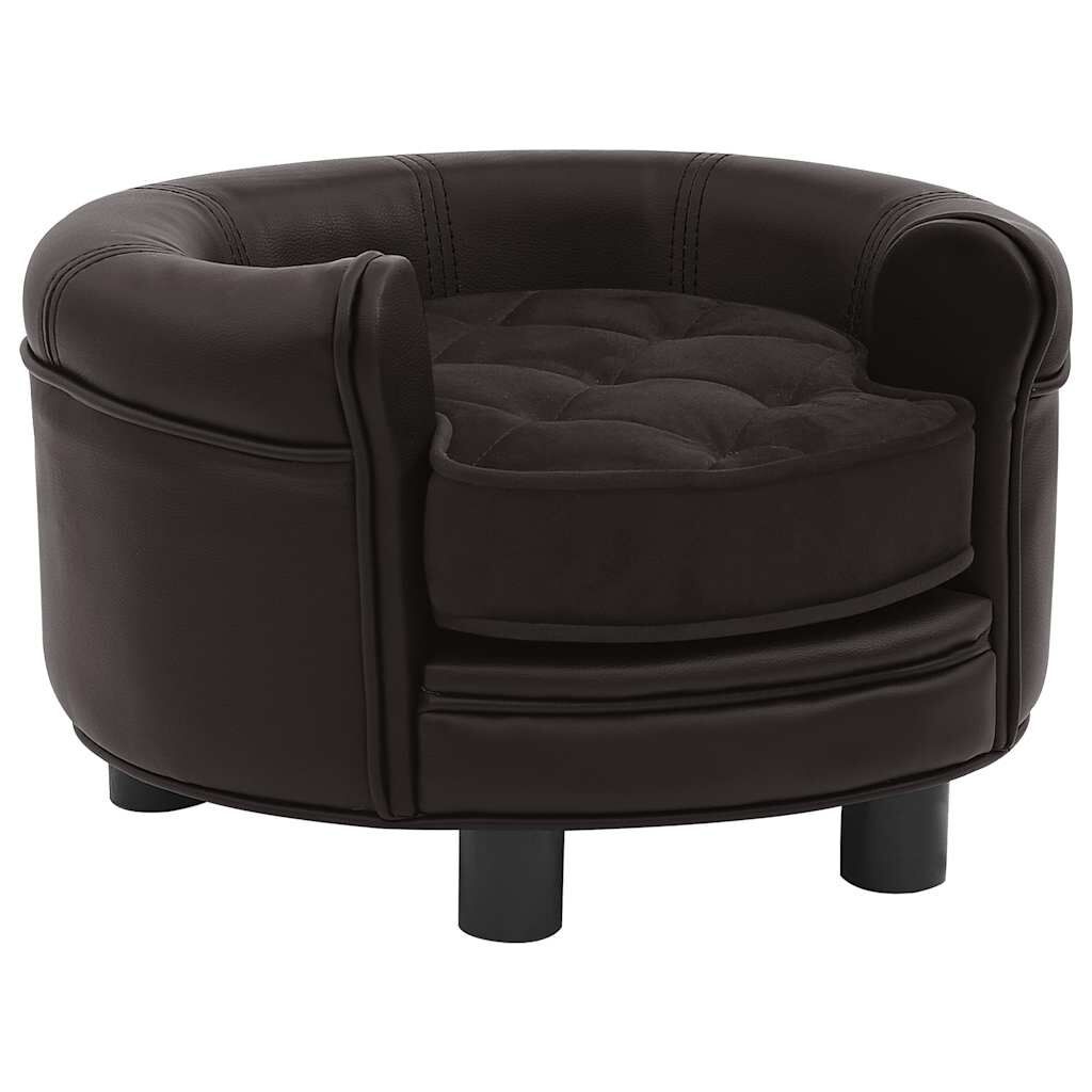 Hondenbank Bruin Pluche/Kunstleer -40%! Ideaal voor kleine honden
