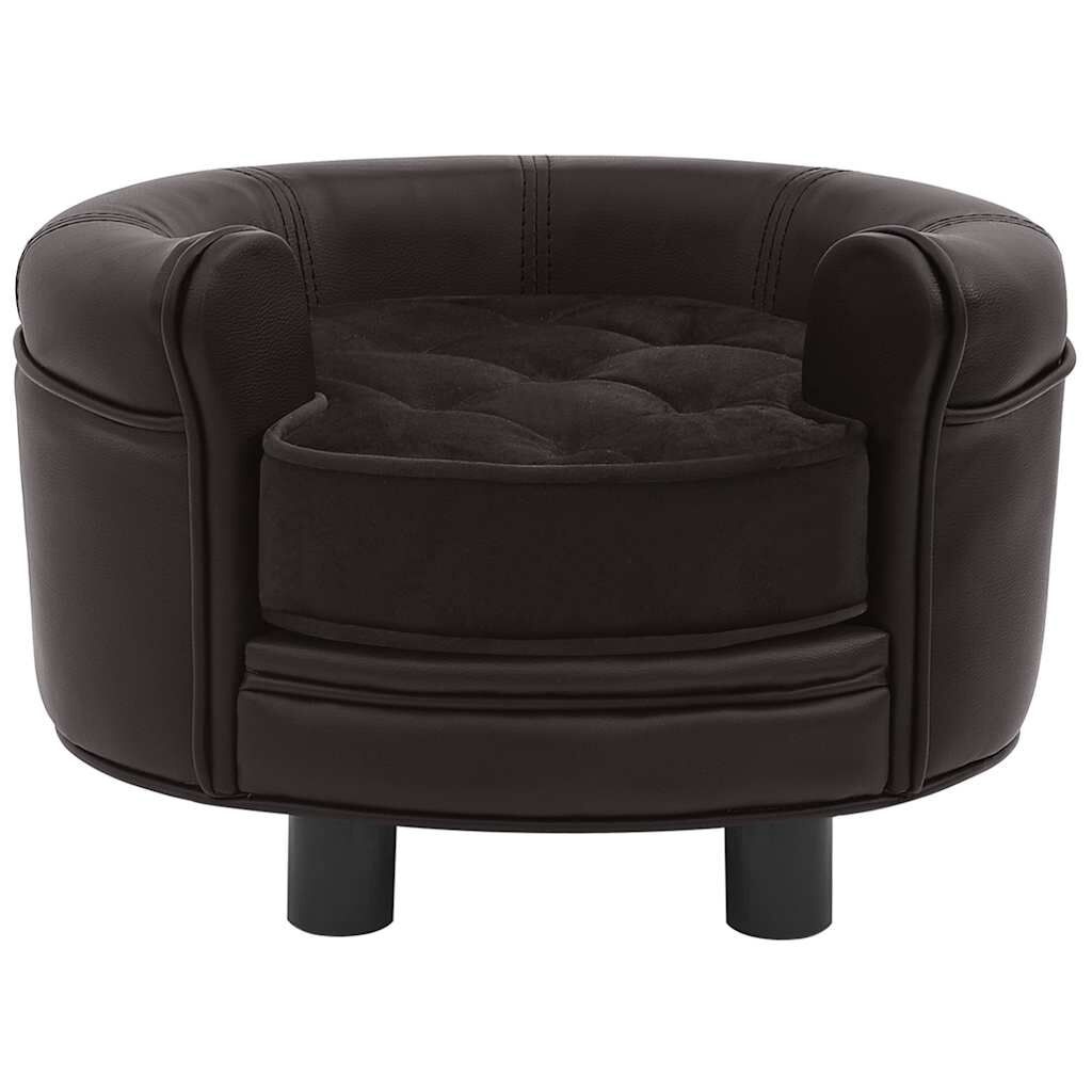 Hondenbank Bruin Pluche/Kunstleer -40%! Ideaal voor kleine honden